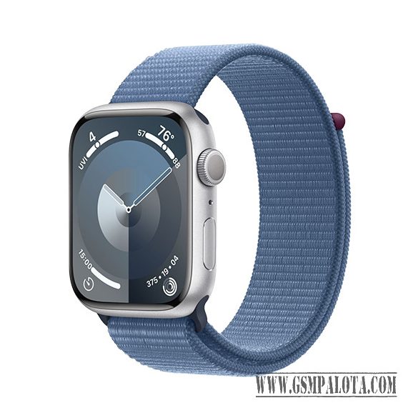 Apple Watch Series 9 GPS 45mm Silver Aluminium Case with Sport Loop - Winter Blue