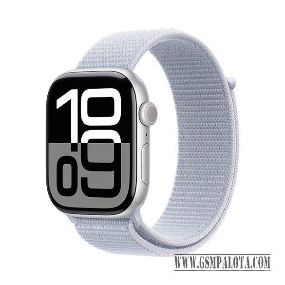 Apple Watch Series 10 GPS 46mm Silver Aluminium Case with Sport Loop - Blue Cloud