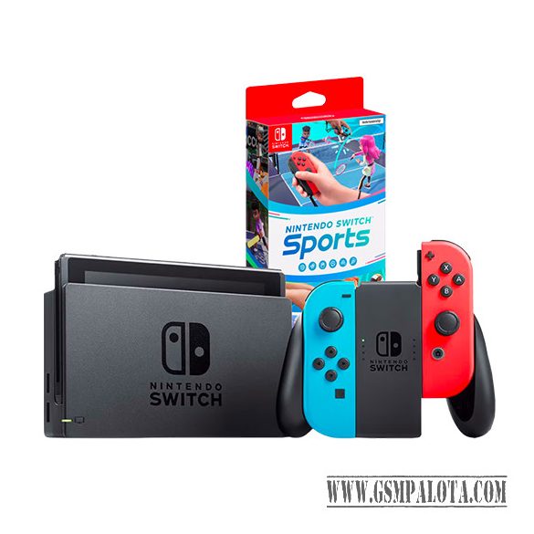 Nintendo Switch V2 Konzol Neon Piros / Kék + Switch Sports