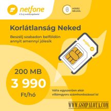  Netfone lakossági sim kártya korlátlan beszélgetés, + 200 MB internet, 100 db díjmentes SMS