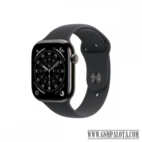 Apple Watch S11 Cellular 42mm szürke titántok, fekete sport M/L