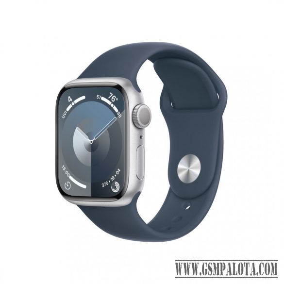 Apple Watch S9 41mm ezüst Alu tok,Sötétkék sport szíj (M/L)