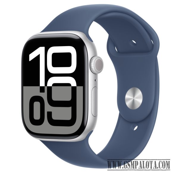 Apple Watch S10 GPS 46mm ezüst alumíniumtok, kék sport szíj M/L