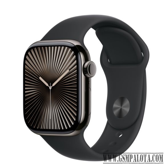 Apple Watch S10 Cellular 42mm szürke titántok, fekete sport M/L