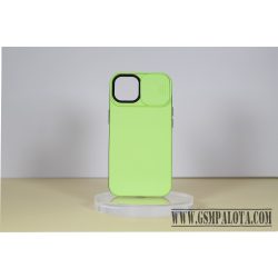 iPhone 14 TPU+PC csúsz. kameravédős tok,Zöld