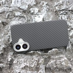 Aramid mágneses karbon tok, Iphone 16,  Fekete