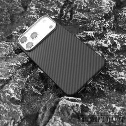 Mágneses aramid karbon tok, iPhone 17 Pro, Fekete