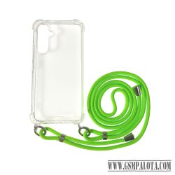 iPhone 14 Plus TPU+PC Átlát.tok,Neon Zöld zsinórra