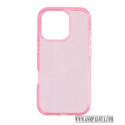 Iphone 16 Pro csillámos szilikon hátlap, Pink