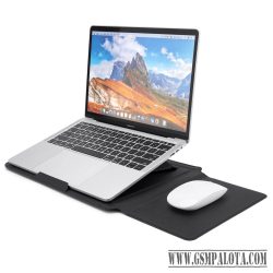 Bőrhatású multifunkciós laptoptartó, Fekete