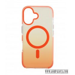 Iphone 16 mágneses tok, Narancs-Átlátszó