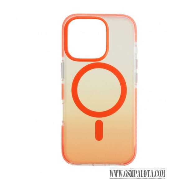 Iphone 16 Pro mágneses tok, Narancs-Átlátszó