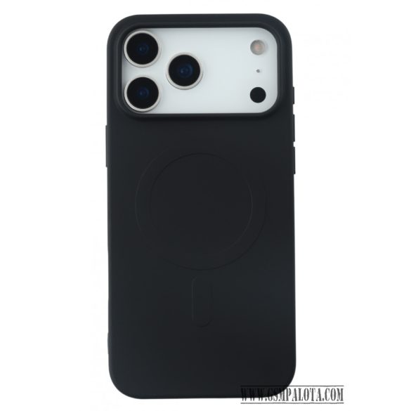 iPhone 17 Pro Max mágneses szilikon tok, Fekete