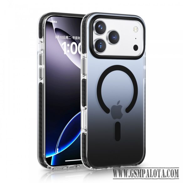 iPhone 17 Pro mágneses tok, Fekete-átlátszó