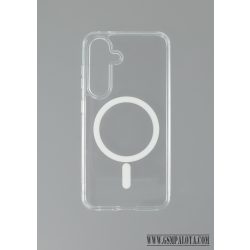 Samsung S25 TPU+PC mágneses szilikon tok, Átlátszó