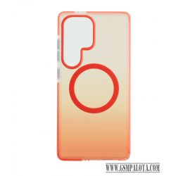 Samsung S25 Ultra mágneses tok, Narancs-Átlátszó