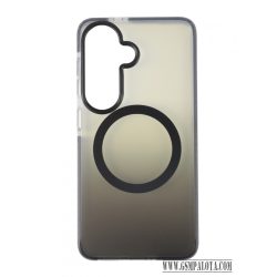 Samsung S26 mágneses tok, Fekete-Átlátszó