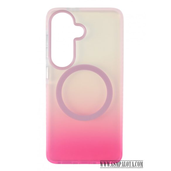 Samsung S26 mágneses tok, Pink-Átlátszó