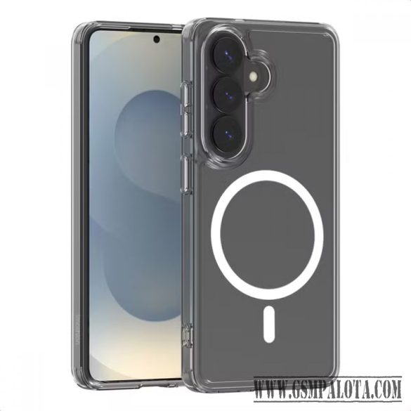 Samsung S26 TPU+PC mágneses szilikon tok, Átlátszó