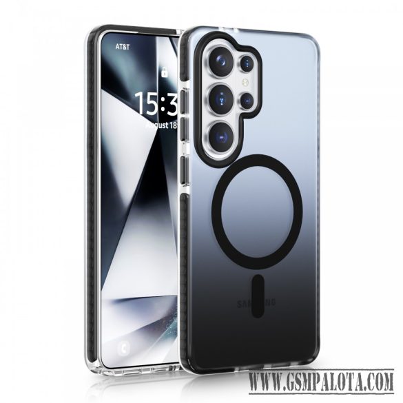 Samsung S26 Ultra mágneses tok, Fekete-Átlátszó