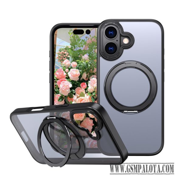 iPhone 17 mágneses 360° forgatható tok, Fekete