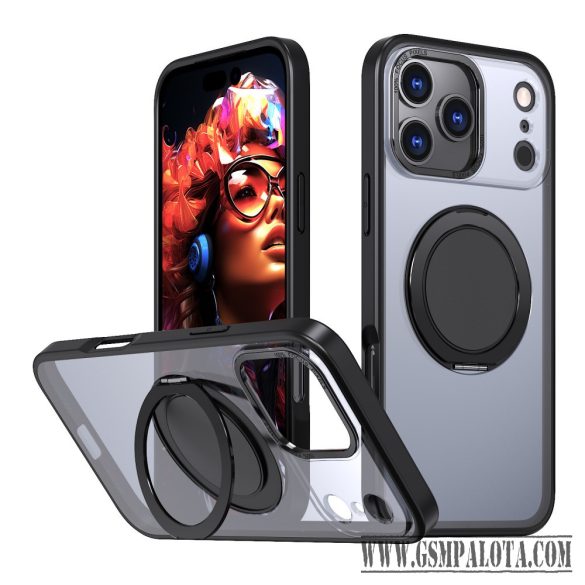iPhone 17 Pro mágneses 360° forgatható tok, Fekete