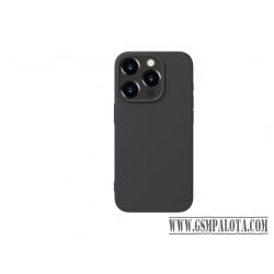 Premium szilikon tok, iPhone 15 Pro Max, Fekete