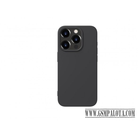 Premium szilikon tok, iPhone 15 Pro, Fekete