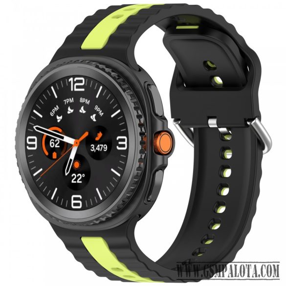 Samsung Galaxy Watch 8/Classic óraszíj sárga csíkokkal,22mm