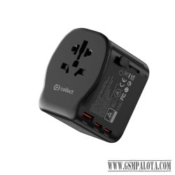   Utazó adapter 20W, 2 USB-C, 1 USB-A UK/CN/EU standard, Fekete