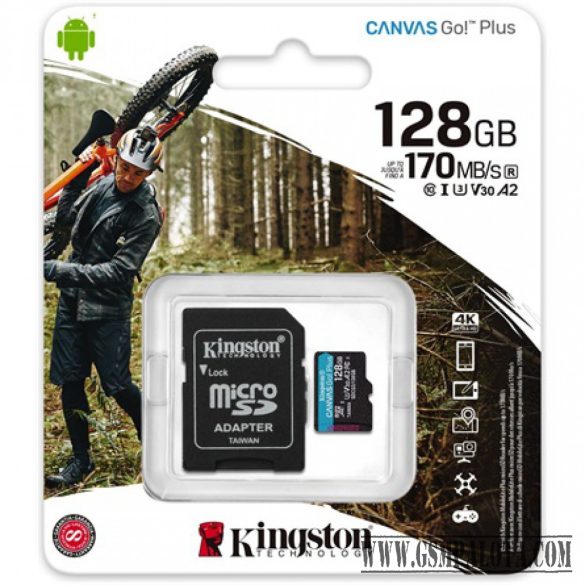 Kingston 128GB Canvas Go Plus UHS-I U3 V30,mkártya