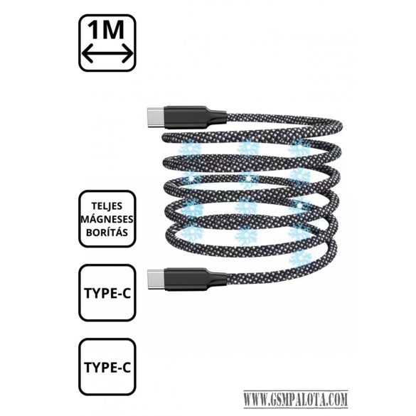 Feltekerhető mágneses Type-C - Type-C kábel