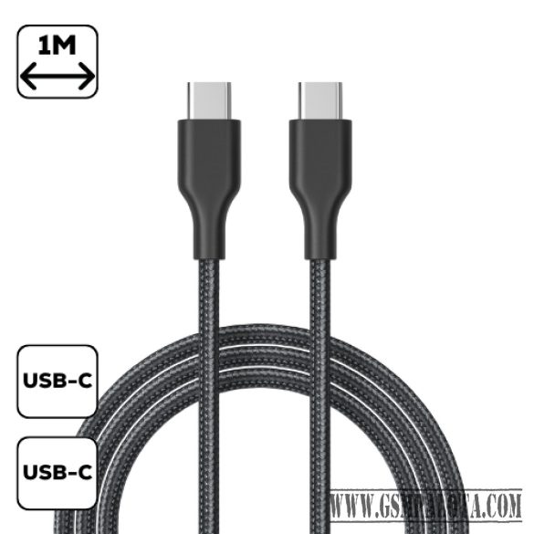 Szövet adatkábel Type-C - Type-C, 1m, 60W