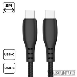 Adatkábel Type-C - Type-C 2m, Fekete