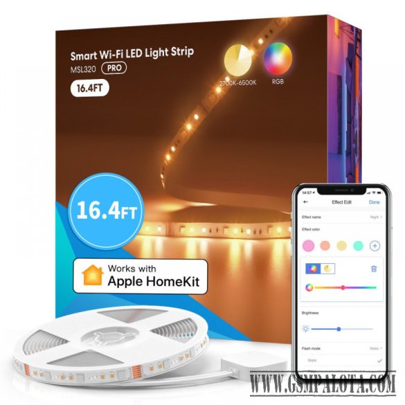 Meross Okos led szallag, RGB és fehér fénnyel 5m hosszú MSL320