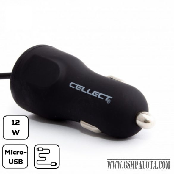 Autós töltő Micro USB csatlakozással, 2.4A