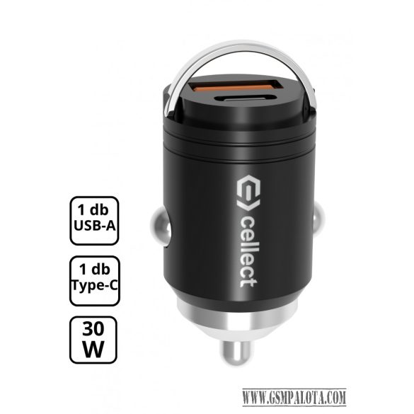Mini autós töltő adapter gyorstöltő funkcióval 30W