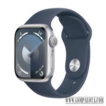   Apple Watch Series 9 GPS 41mm Silver Aluminium Case with Sport Band S/M - Storm Blue