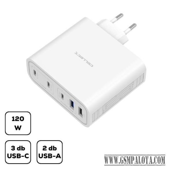 Hálózati töltő adapter gyorstöltő funkcióval 120W, Fehér