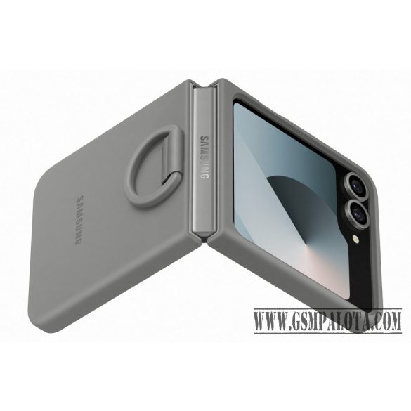 Samsung Flip 6 Szilikon tok gyűrűvel, Szürke