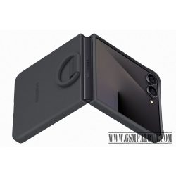 Samsung Flip 7 Szilikon tok gyűrűvel, fekete