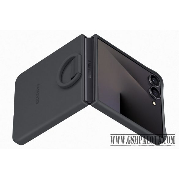Samsung Flip 7 Szilikon tok gyűrűvel, fekete