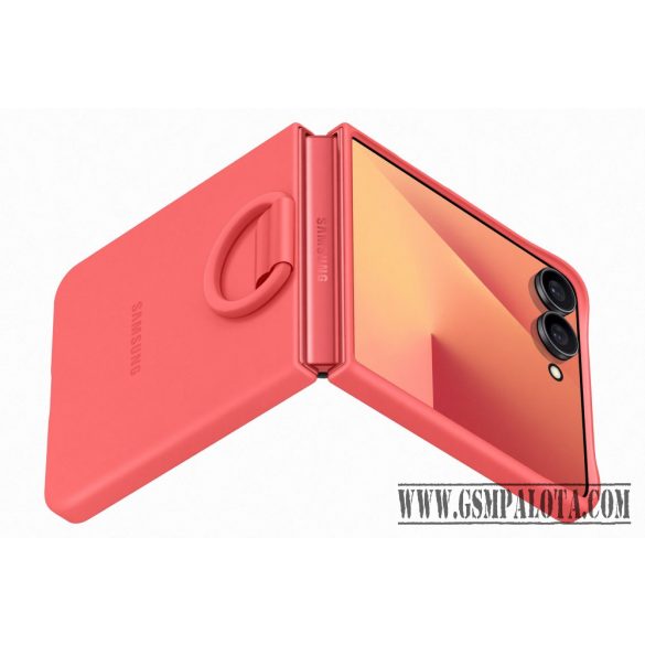 Samsung Flip 7 Szilikon tok gyűrűvel, koral