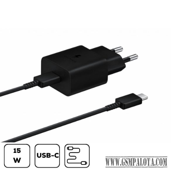 Sam hálózati adapter kábellel,15W PD USB-C,Feket