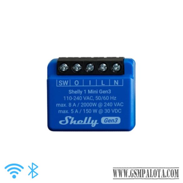 Shelly 1 Mini Gen3 egy áramkörös WiFi-s okosrelé, 8A