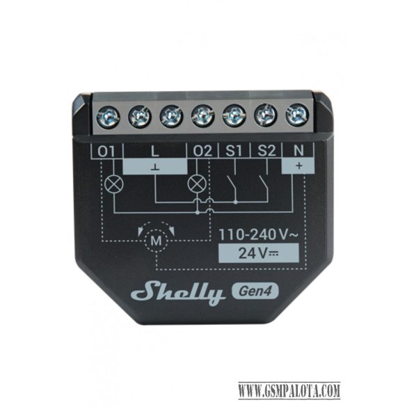 Shelly 2PM Gen4 WiFi + Bt, két áramkörös fogyasztás mérős relé