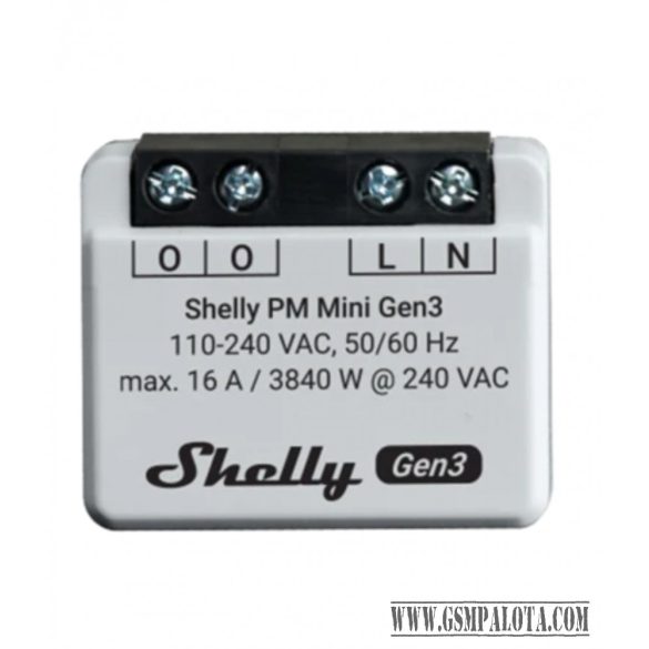 Shelly PM Mini Gen3, WiFi + Bluetooth modul, fogyasztásméréssel