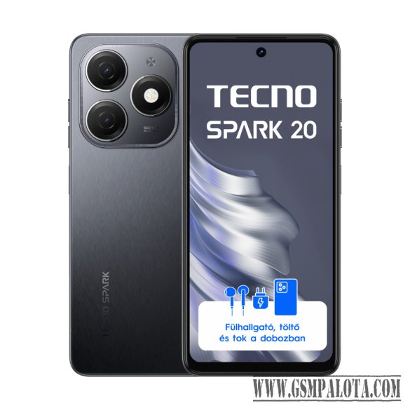 Tecno Spark 20 Gravity Black 8+256 GB mobiltelefon