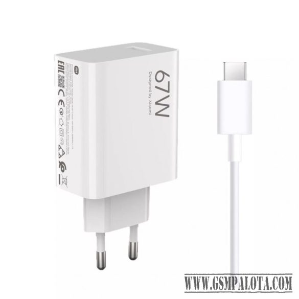 Xiaomi 67W hálózati töltő USB-C adatkábellel, fehér BHR9465