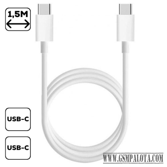 USB Type-C adat-és töltőkábel, 1,5m, fehér